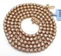 10k rose gold round 5 pointer diamond tennis chain 18-26 inches 3.50mm 7.70ct