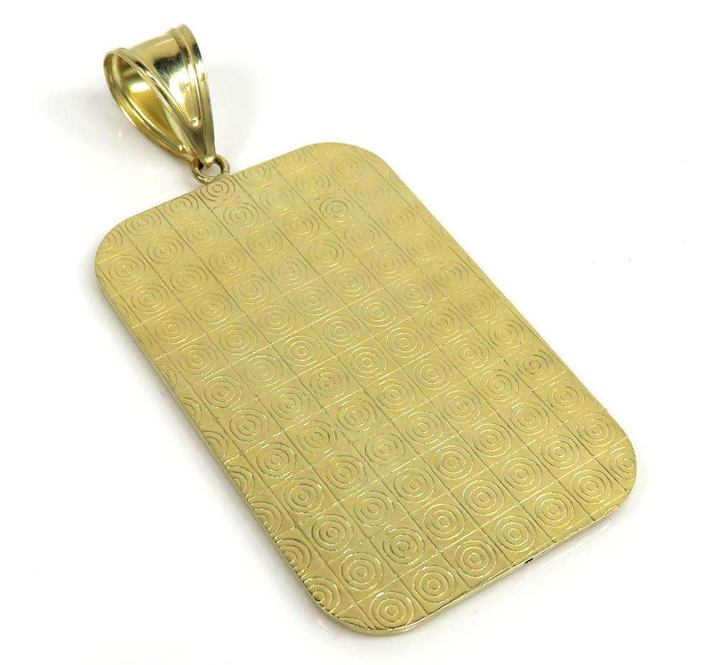 10k two tone gold xl solid back gold bar pendant