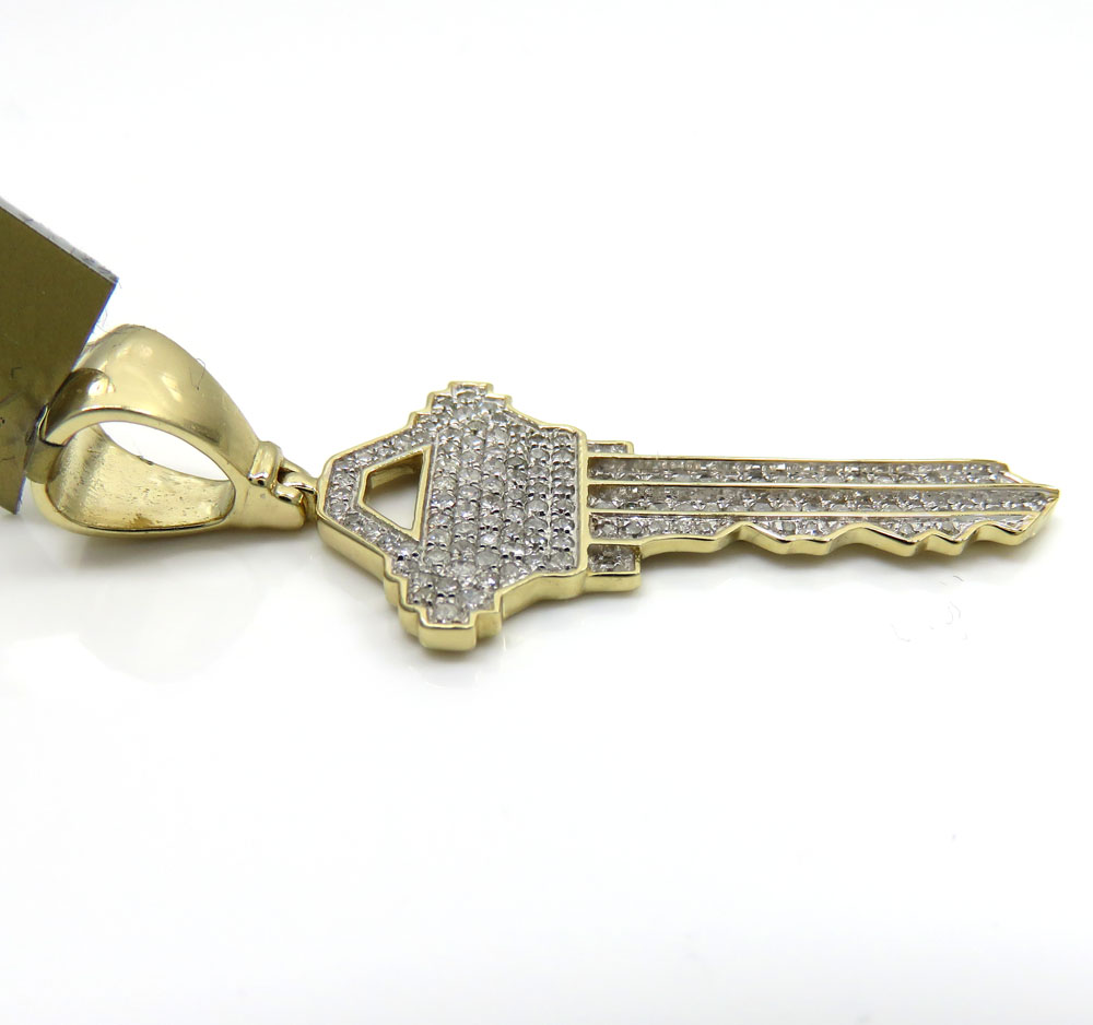10k yellow gold diamond key pendant 0.55ct - Image 3