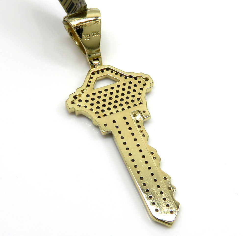 10k yellow gold diamond key pendant 0.55ct - Image 4