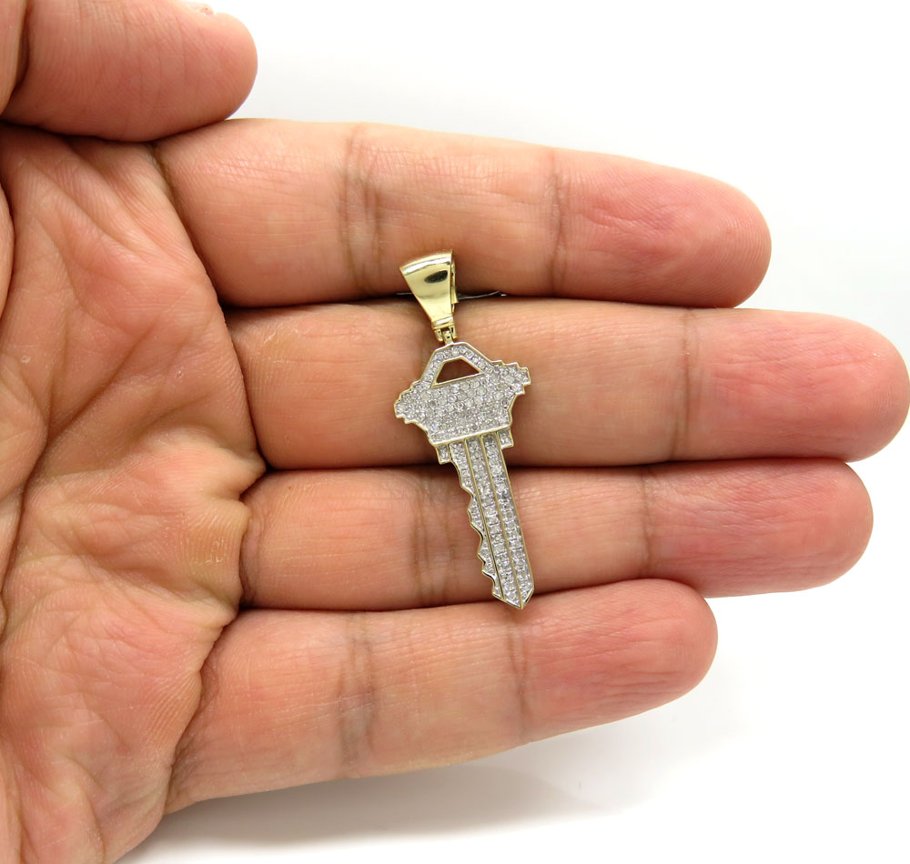 10k yellow gold diamond key pendant 0.55ct - Image 5
