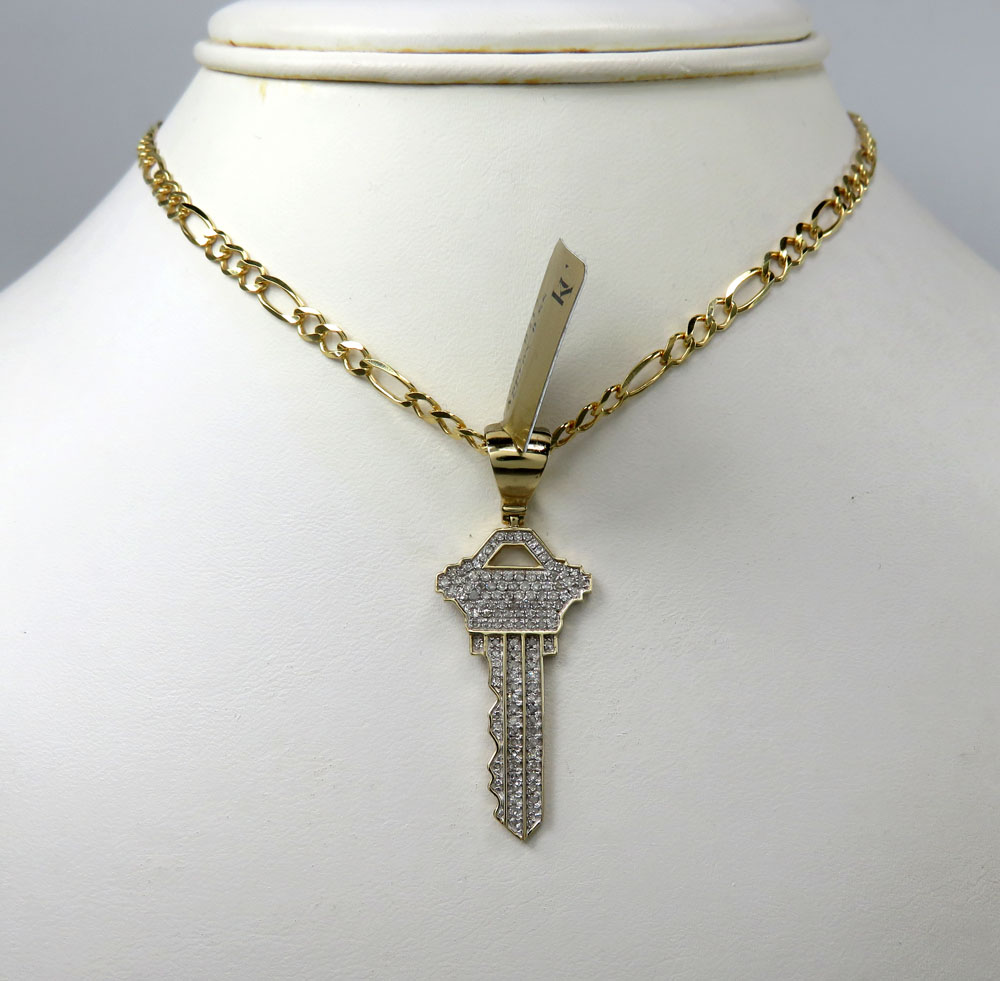 10k yellow gold diamond key pendant 0.55ct - Image 6