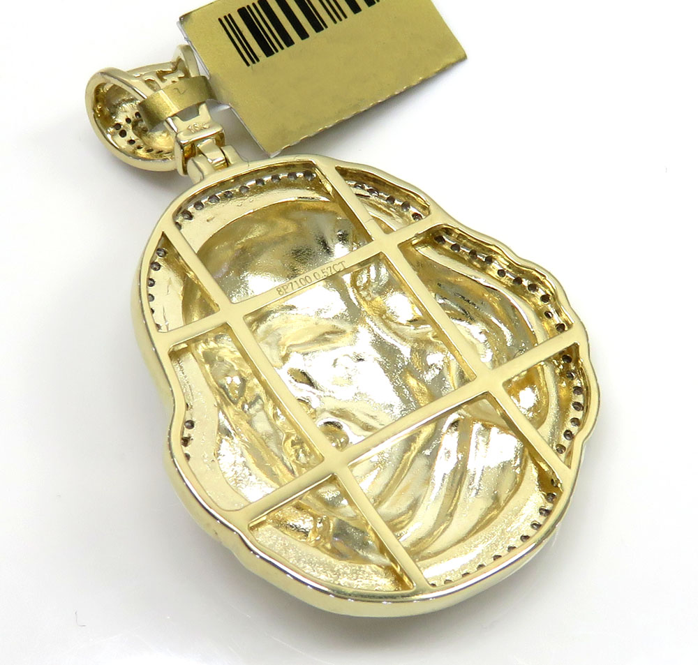 10k yellow gold diamond outlined benjamin franklin face pendant 0.57ct