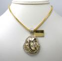 10k yellow gold diamond outlined benjamin franklin face pendant 0.57ct