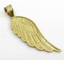 14k yellow gold medium diamond cut angel wing pendant 