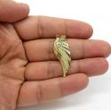 14k yellow gold medium diamond cut angel wing pendant 