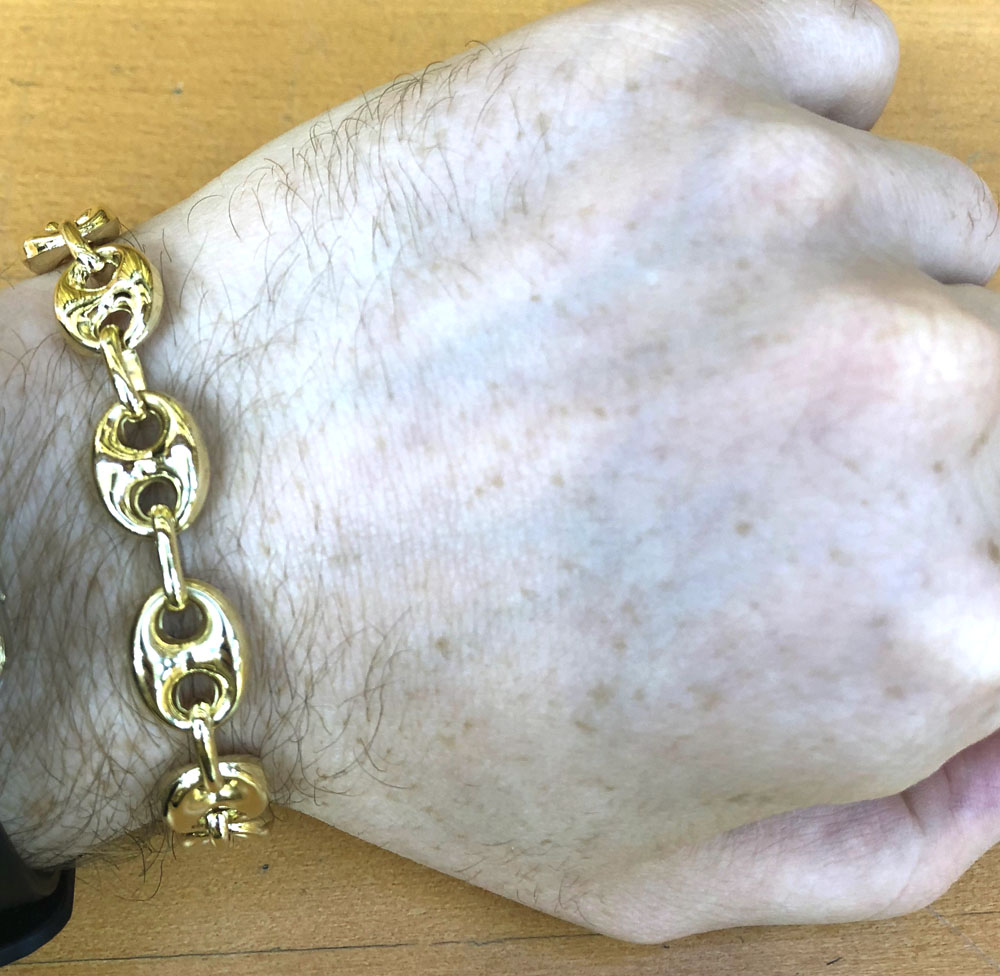 14k yellow gold hollow gucci puffed link bracelet 11mm 8.5