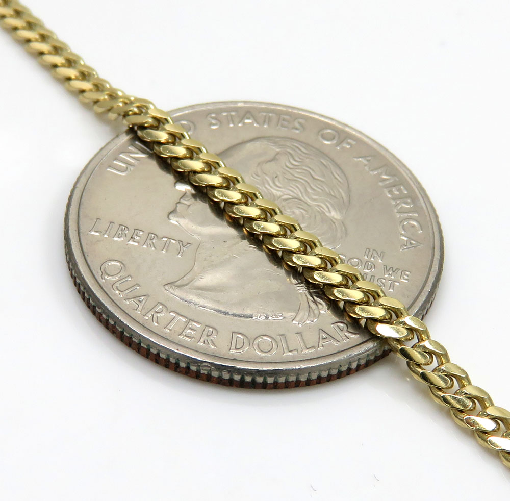 14k yellow gold custom name plate with miami chain 16-24 inches 2.60mm