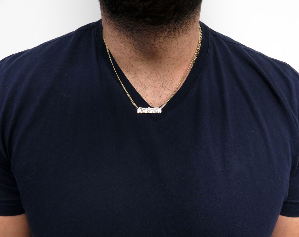 14k yellow gold custom name plate with miami chain 16-24 inches 2.60mm - Image 7