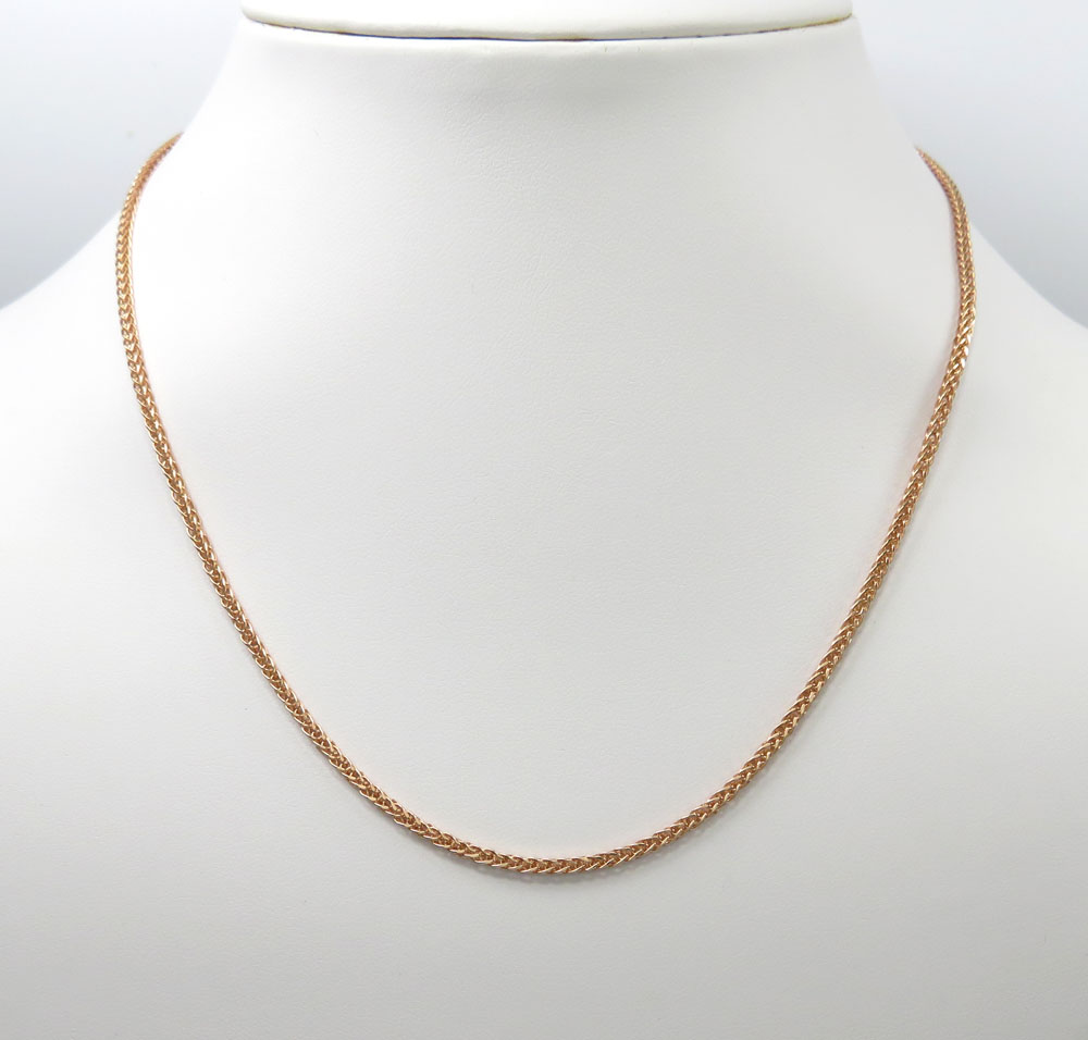 10k rose gold skinny hollow wheat franco chain 24 inch 2mm