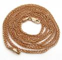 10k rose gold skinny hollow wheat franco chain 24 inch 2mm