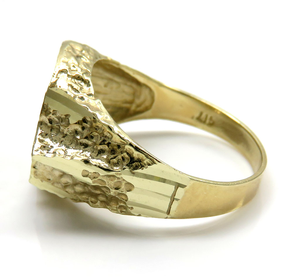10k yellow gold islam crescent moon and star ring