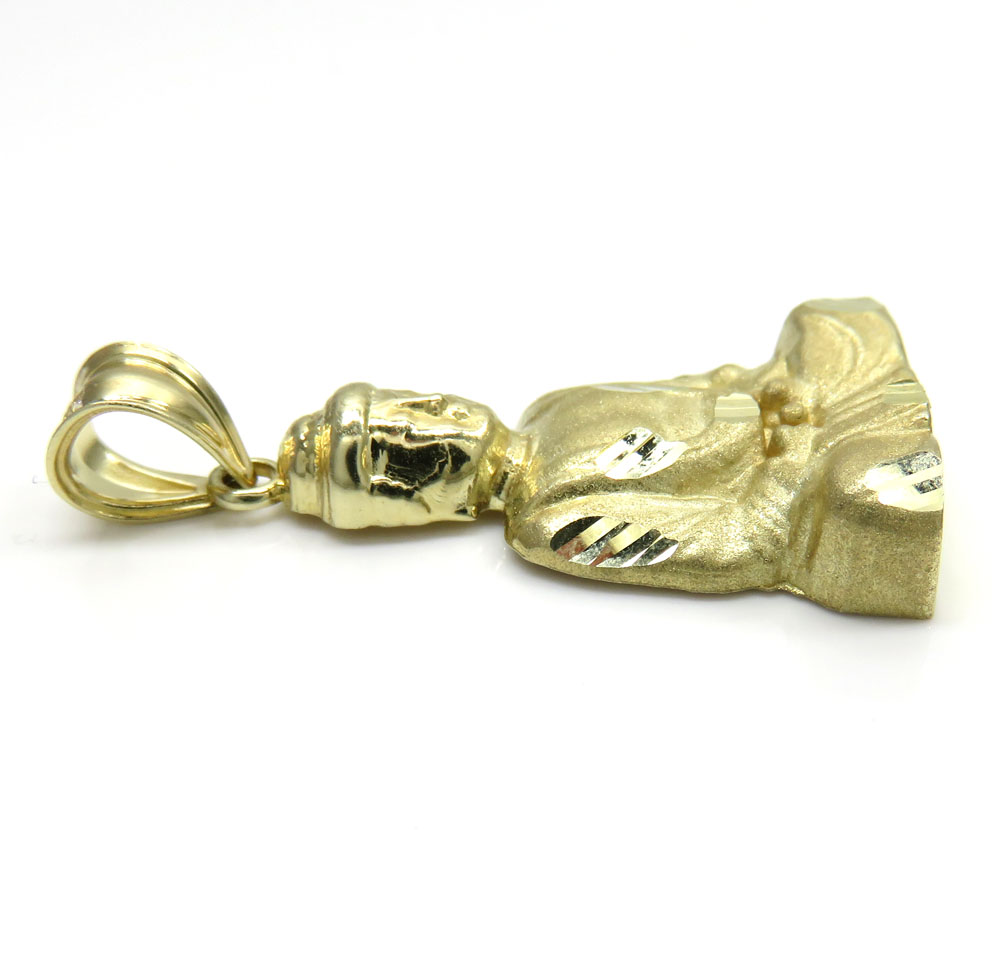10k yellow gold small diamond cut buddha pendant