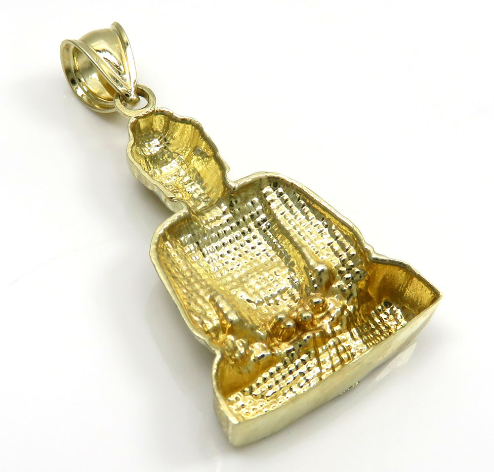 10k yellow gold small diamond cut buddha pendant - Image 5