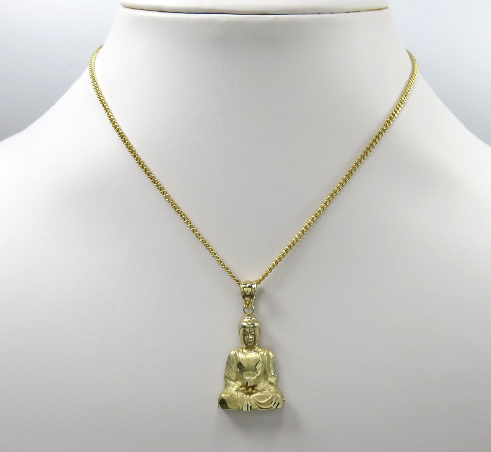 10k yellow gold small diamond cut buddha pendant