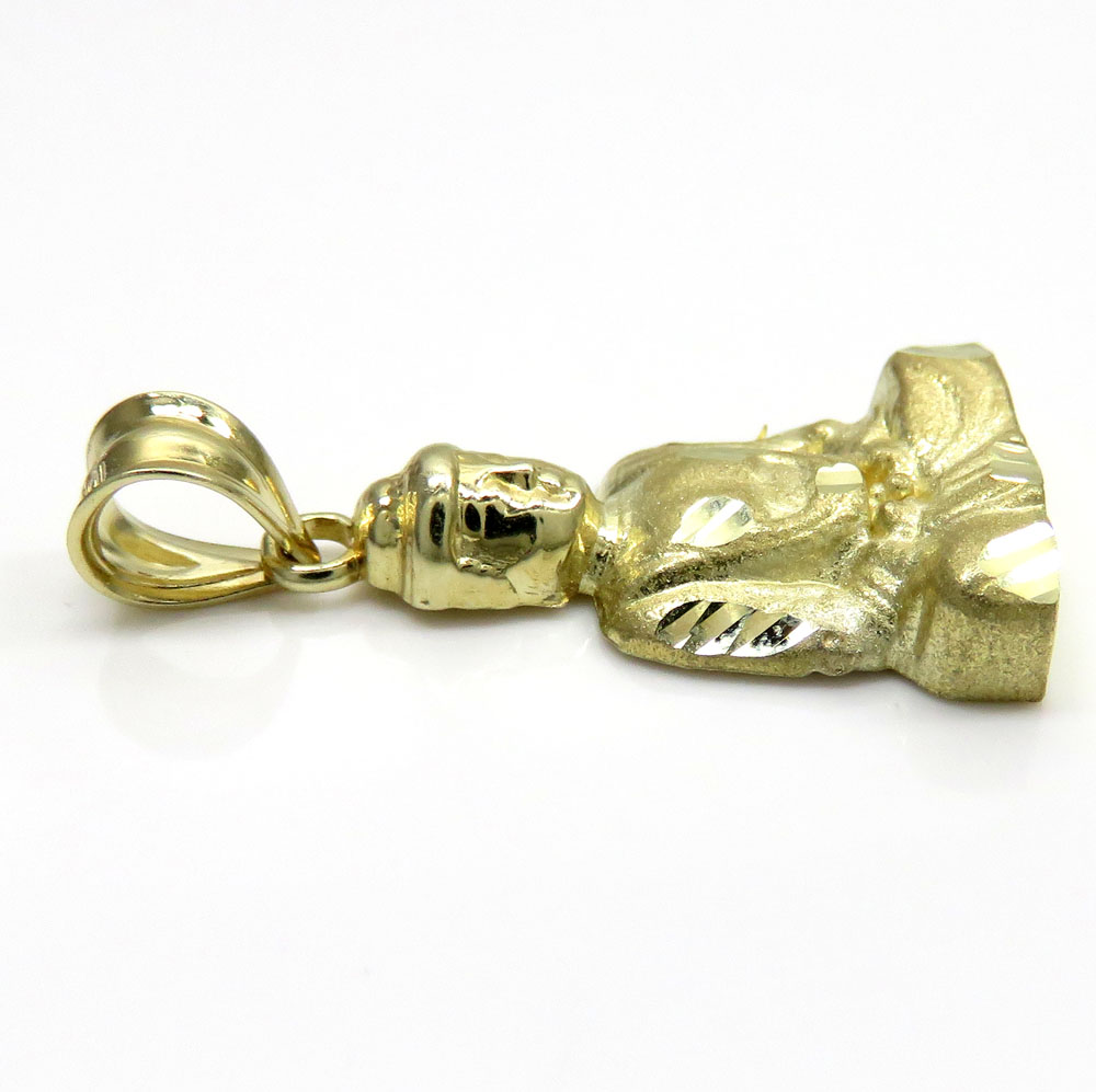 10k yellow gold mini diamond cut buddha pendant - Image 3