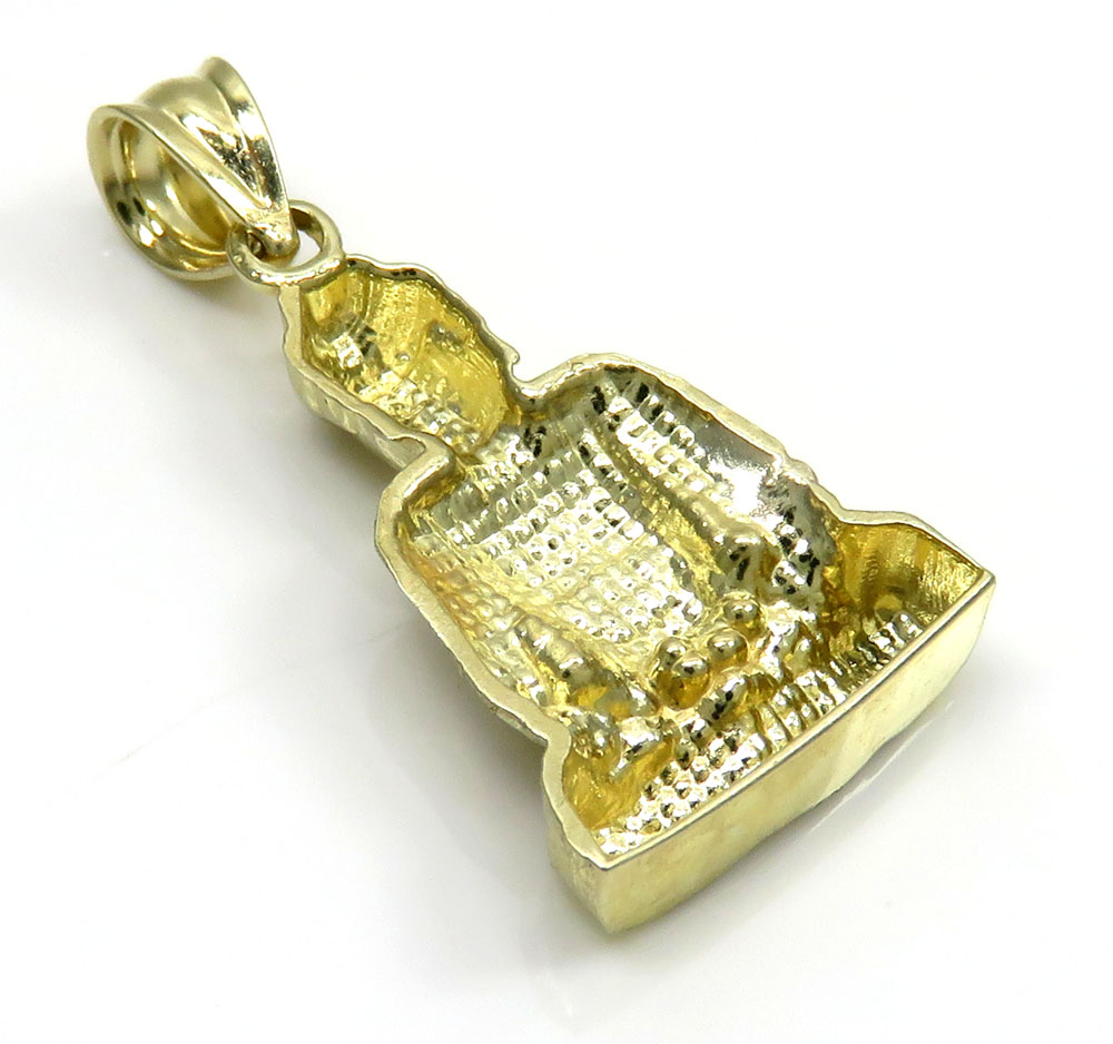 10k yellow gold mini diamond cut buddha pendant - Image 4