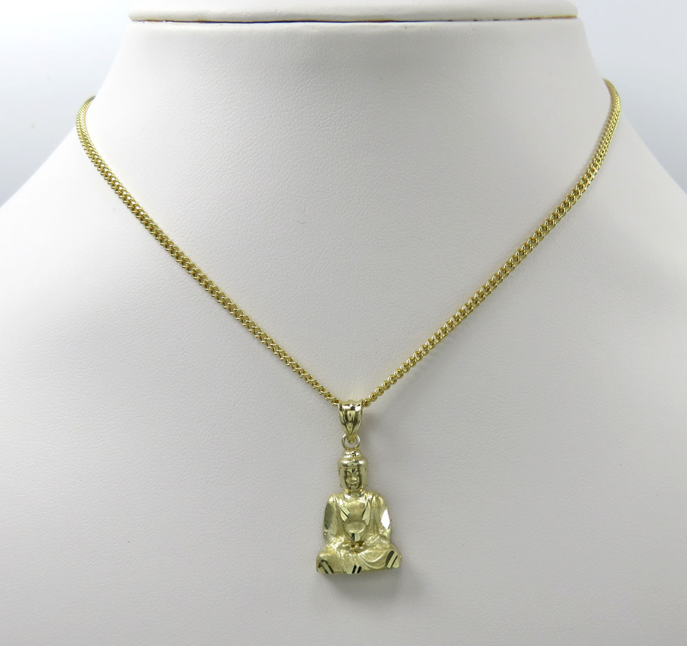 10k yellow gold mini diamond cut buddha pendant - Image 5