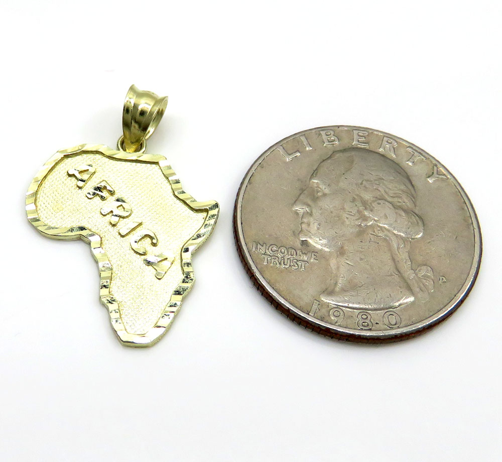 10k yellow gold small africa pendant 