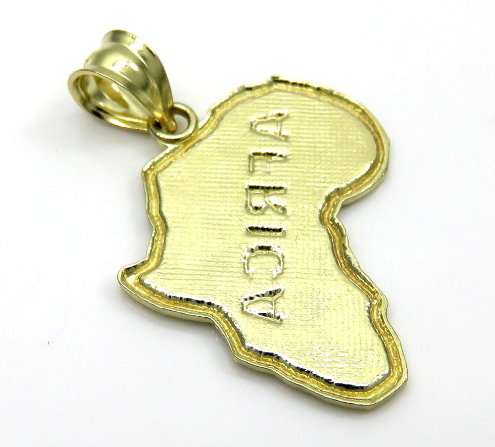 10k yellow gold small africa pendant 