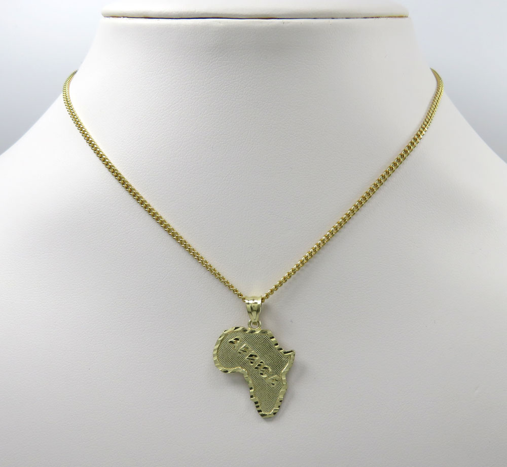 10k yellow gold small africa pendant 