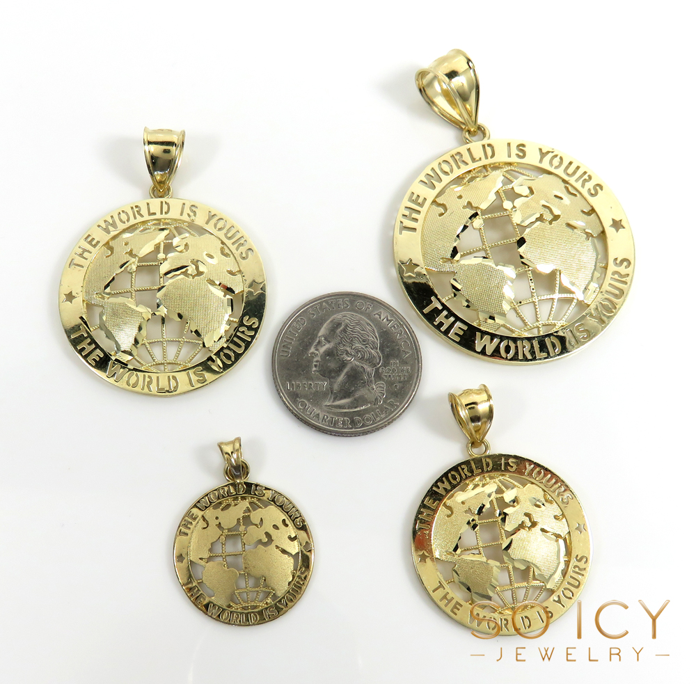 10k yellow gold small-xl the world is yours pendant