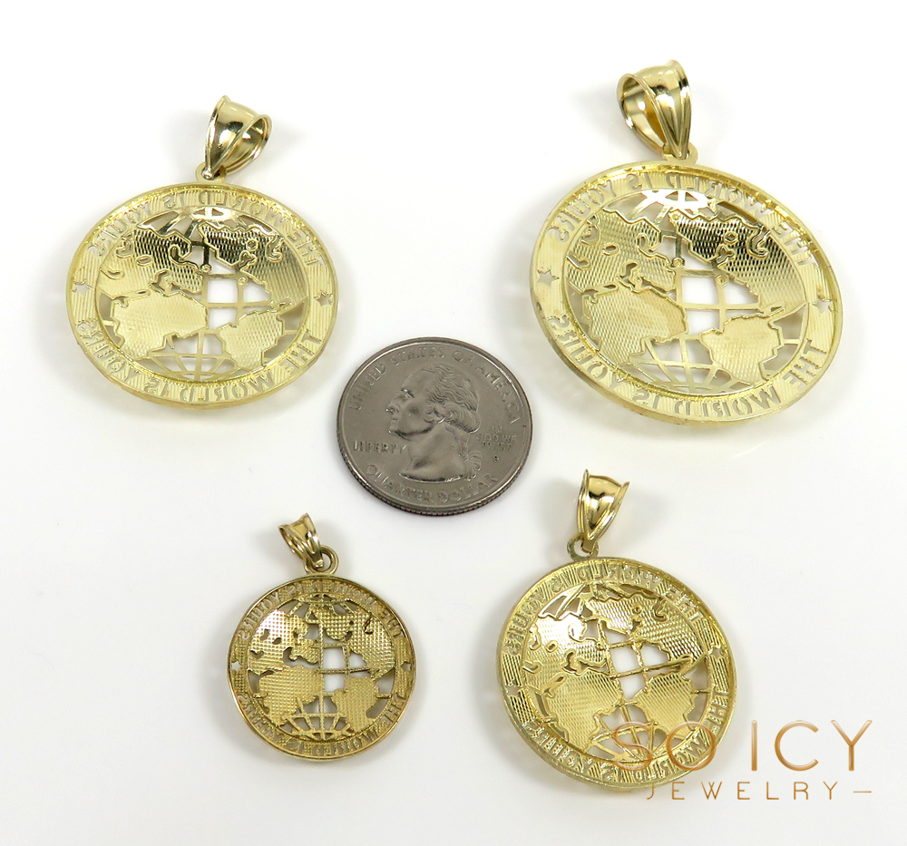 10k yellow gold small-xl the world is yours pendant