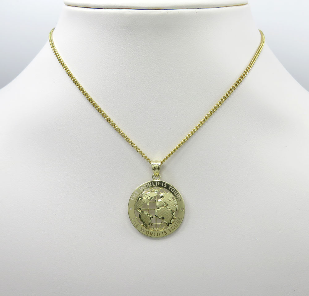 10k yellow gold small-xl the world is yours pendant