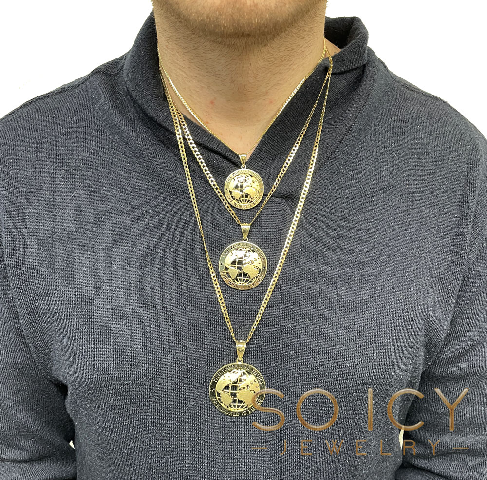 10k yellow gold small-xl the world is yours pendant