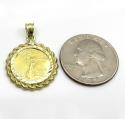 10k yellow gold rope diamond cut liberty coin pendant