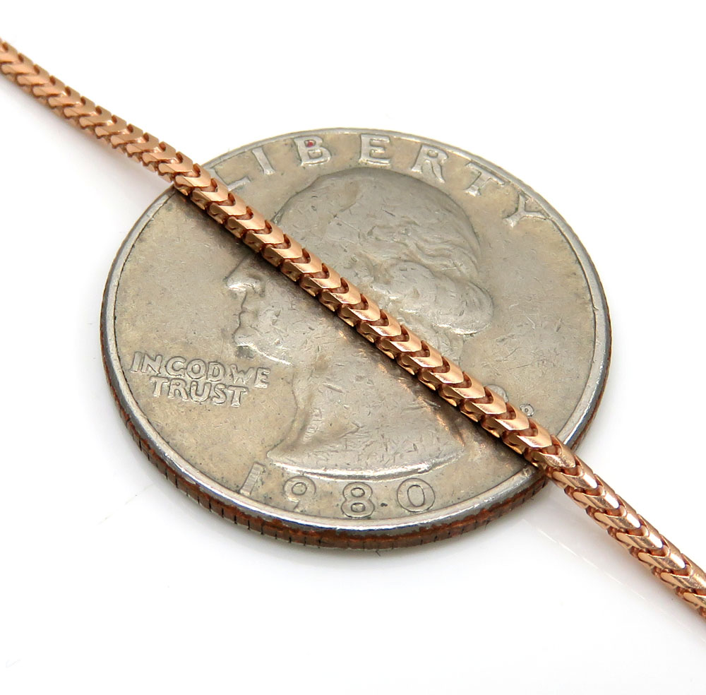 14k rose gold skinny solid tight franco link chain 18-24 inches 1.5mm