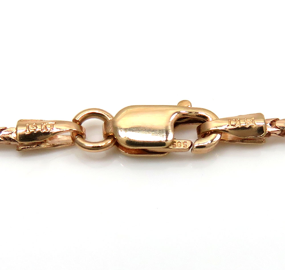 14k rose gold skinny solid tight franco link chain 16-24 inches 1.2mm