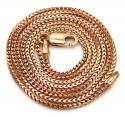 14k rose gold skinny solid tight franco link chain 16-24 inches 1.2mm