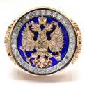 14k rose gold blue enamel diamond russian eagle ring 1.75ct