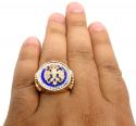 14k rose gold blue enamel diamond russian eagle ring 1.75ct