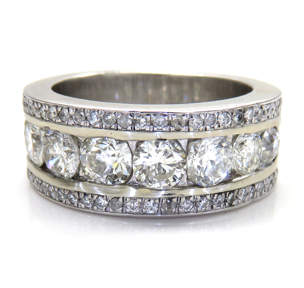 14k white gold jumbo diamond wedding band ring 3.60ct