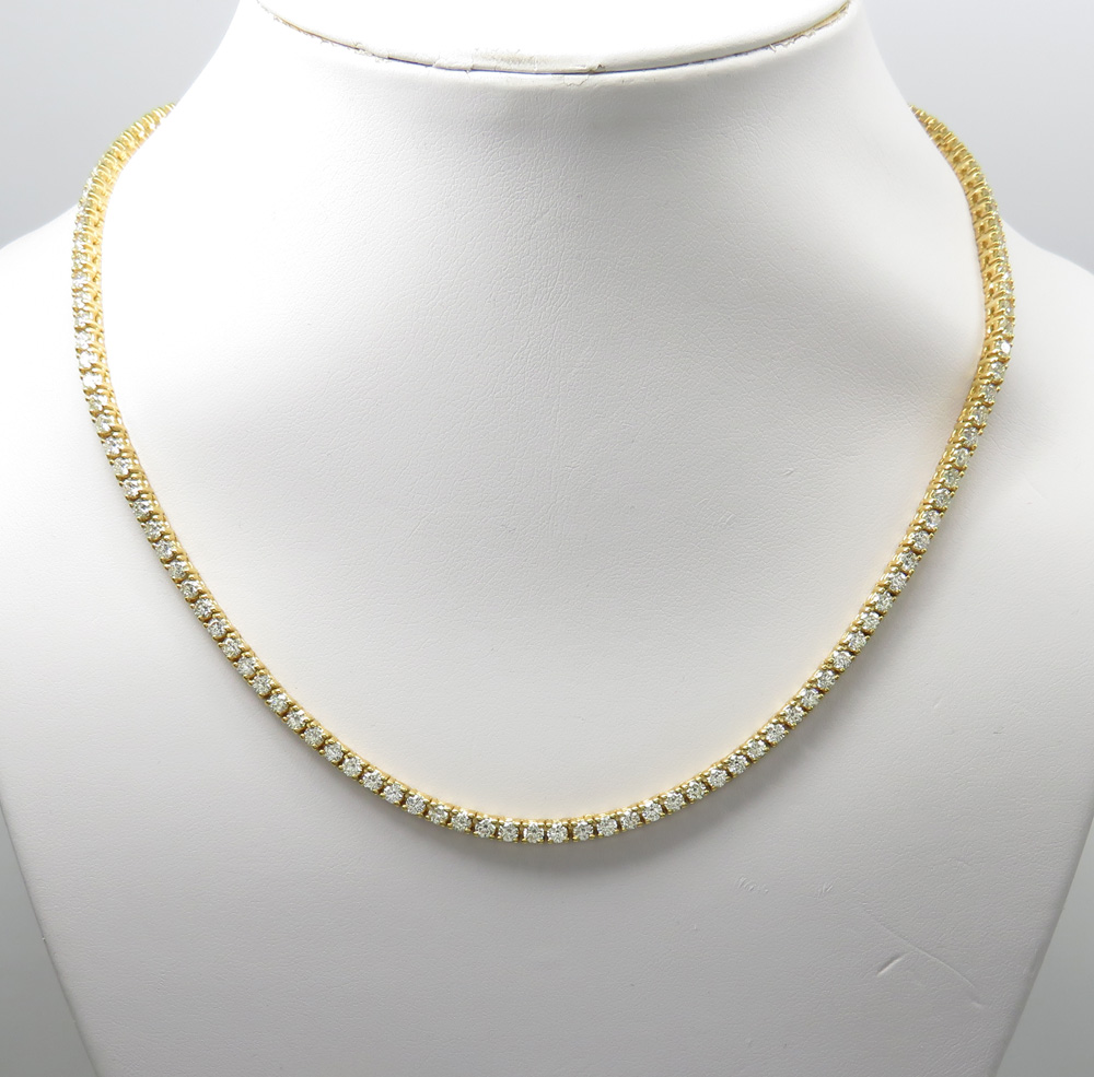 14k yellow gold round 10 pointer diamond tennis chain 22