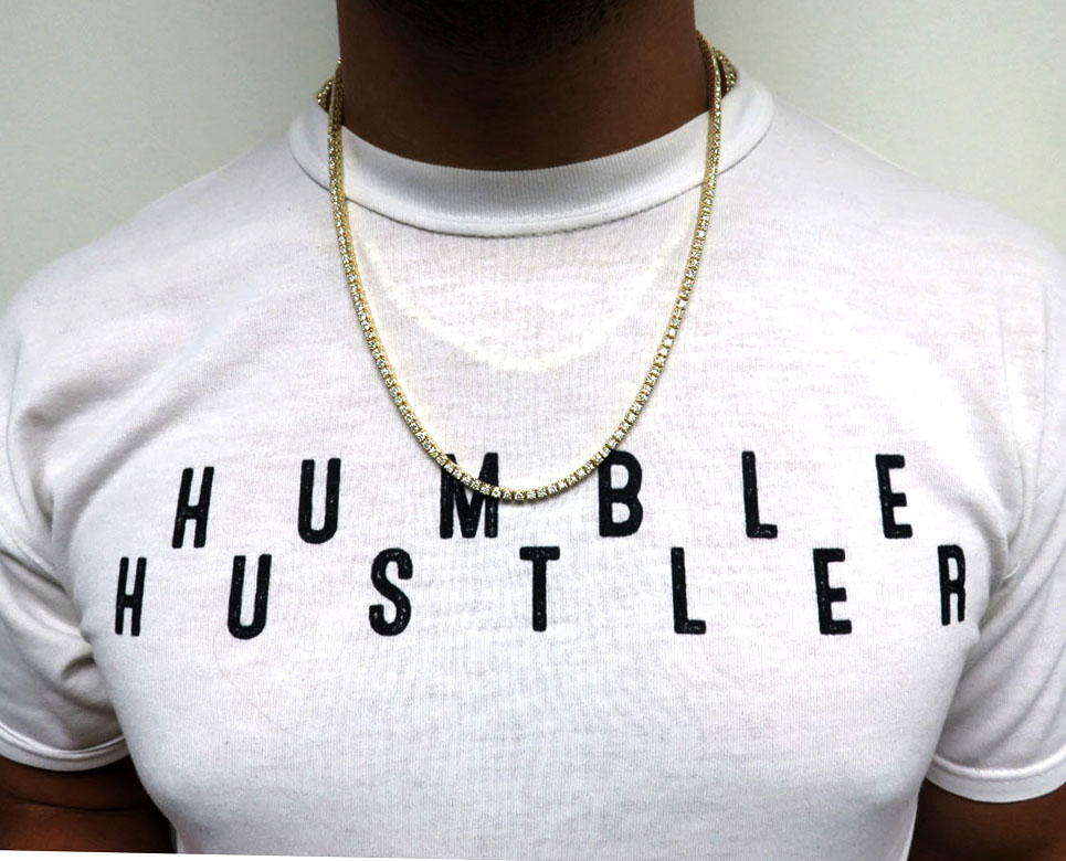 14k yellow gold round 10 pointer diamond tennis chain 22