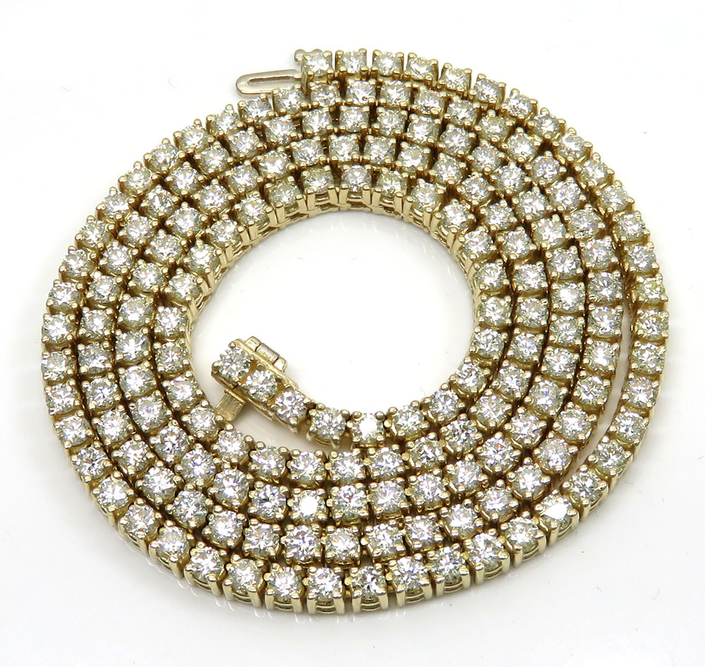 14k yellow gold round 25 pointer diamond tennis chain 18-26