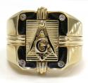  14k yellow gold cz free mason g ring 0.08ct