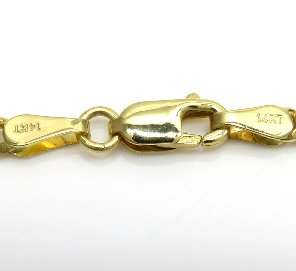 14k yellow gold skinny tight link miami chain 16-24