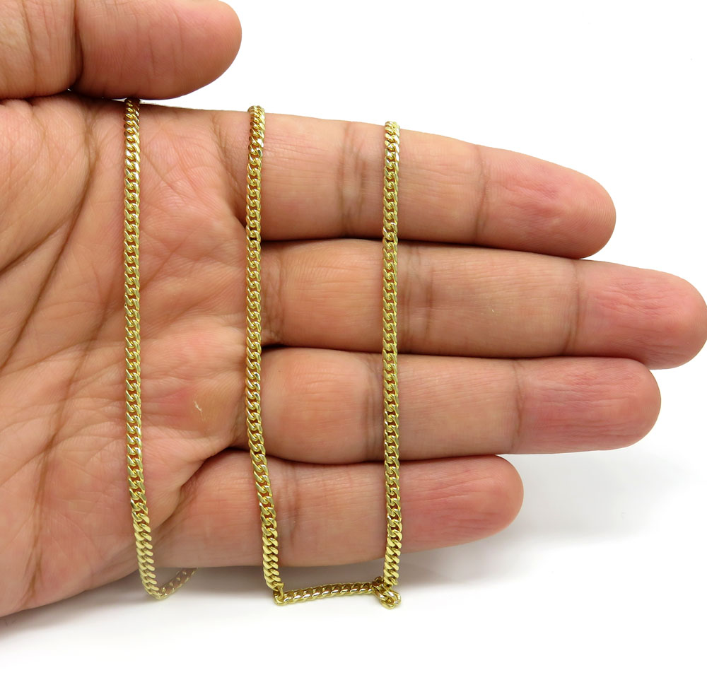 14k yellow gold skinny tight link miami chain 16-24