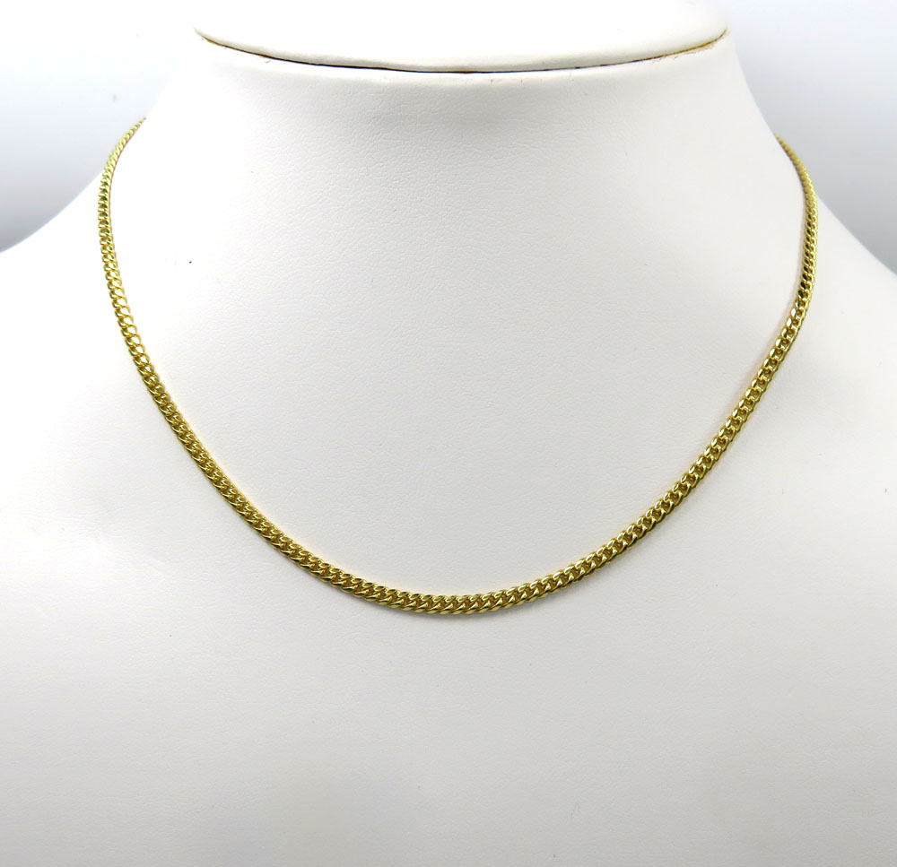 14k yellow gold skinny tight link miami chain 16-24