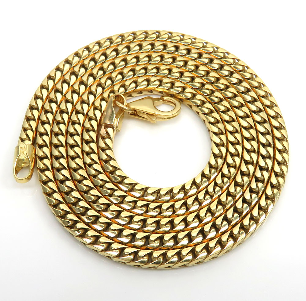 14k yellow gold solid tight link franco chain 20-26 inch 3mm