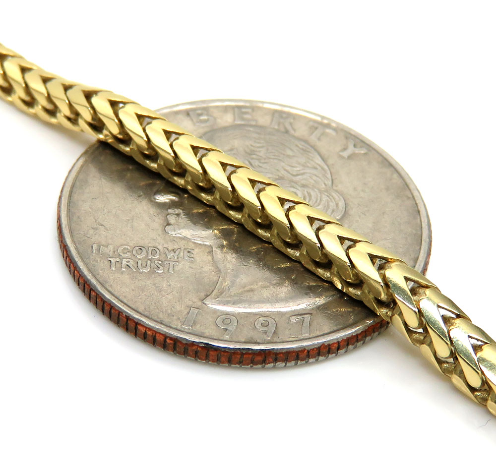 14k yellow gold solid tight link franco chain 20-26 inch 3mm