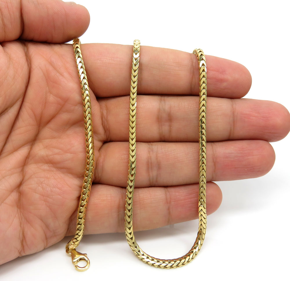 14k yellow gold solid tight link franco chain 20-26 inch 3mm