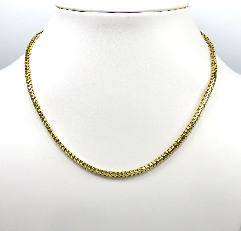 14k yellow gold solid tight link franco chain 20-26 inch 3mm