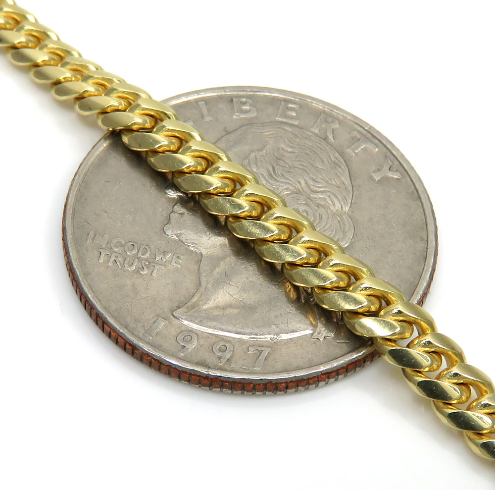 14k yellow gold solid miami link chain 18-24 inch 4.20mm - Image 3