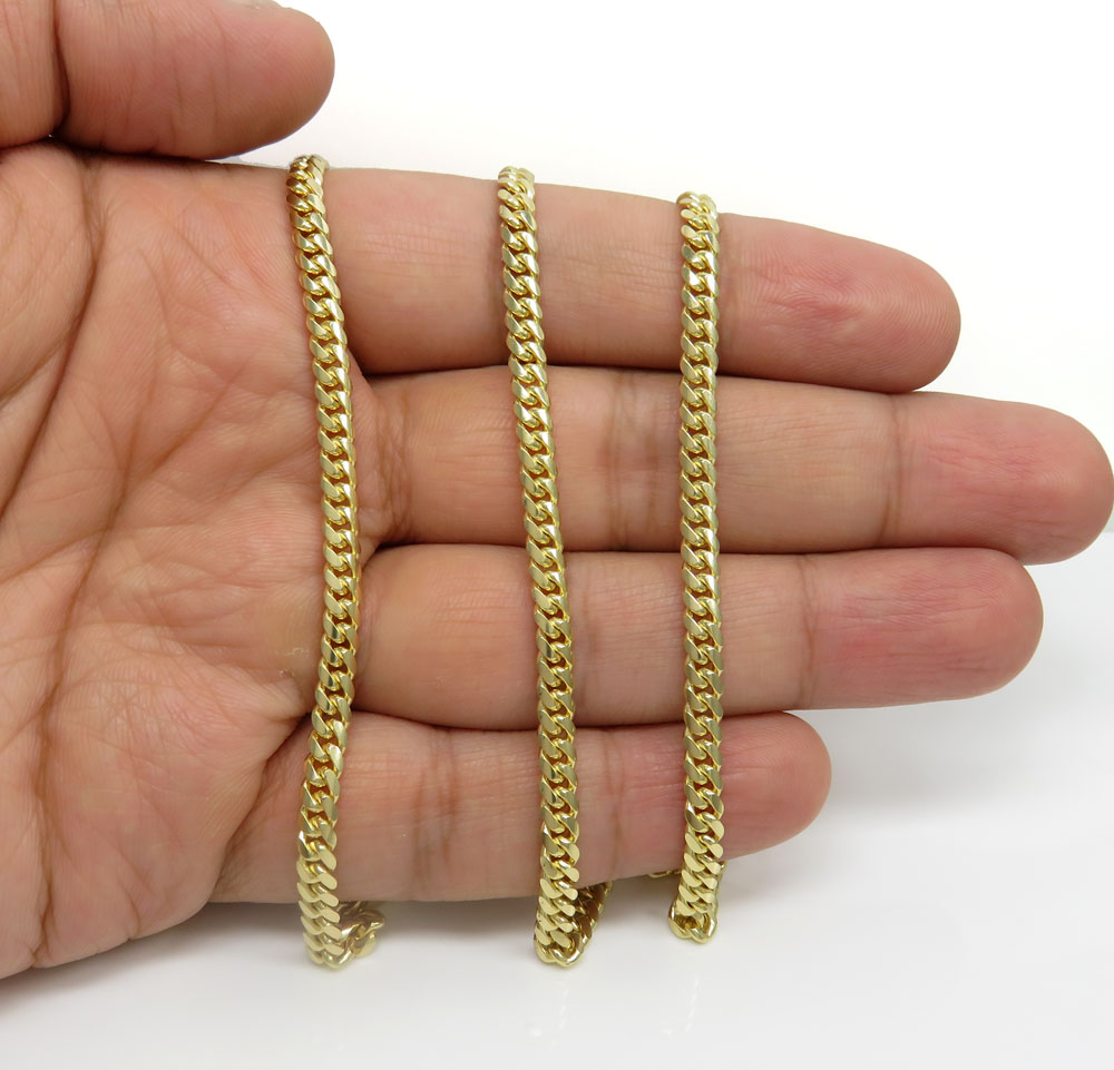 14k yellow gold solid miami link chain 18-24 inch 4.20mm