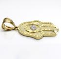 10k two tone gold diamond cut hamsa pendant 